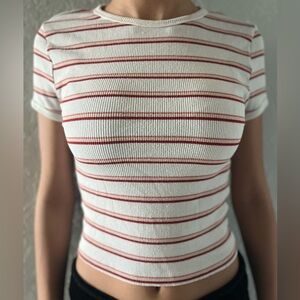Forever 21 Red and White Striped Short Sleeve Top